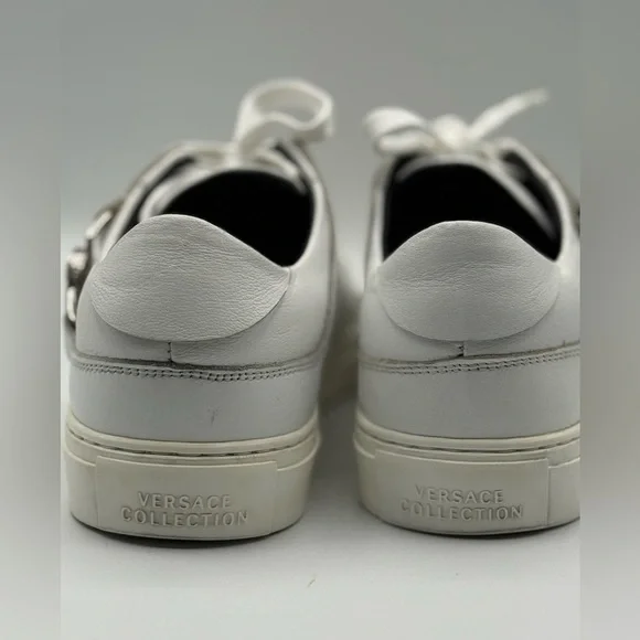 Versace Collection Medusa Strap White Leather Lace Up Sneakers Men's EUR 41 - Picture 12 of 13